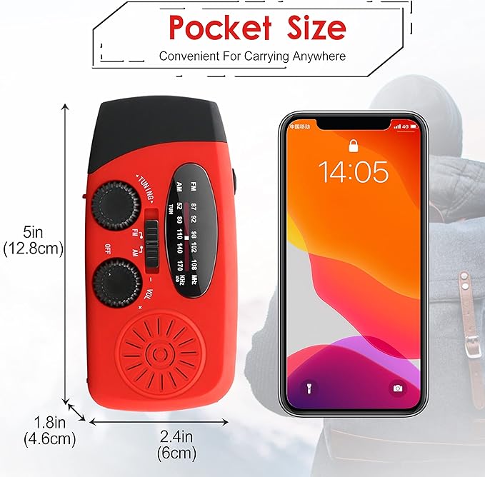 2000mAh power bank radio with LED flashlight for emergency use, ideal for outdoor and indoor situations.