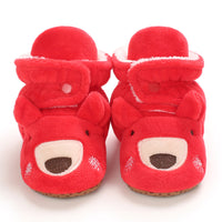 Reindeer Baby Booties – Cream Plush Infant Crib Shoes with Fluffy Ankle Cuffs, Adorable Winter Footwear for Babies