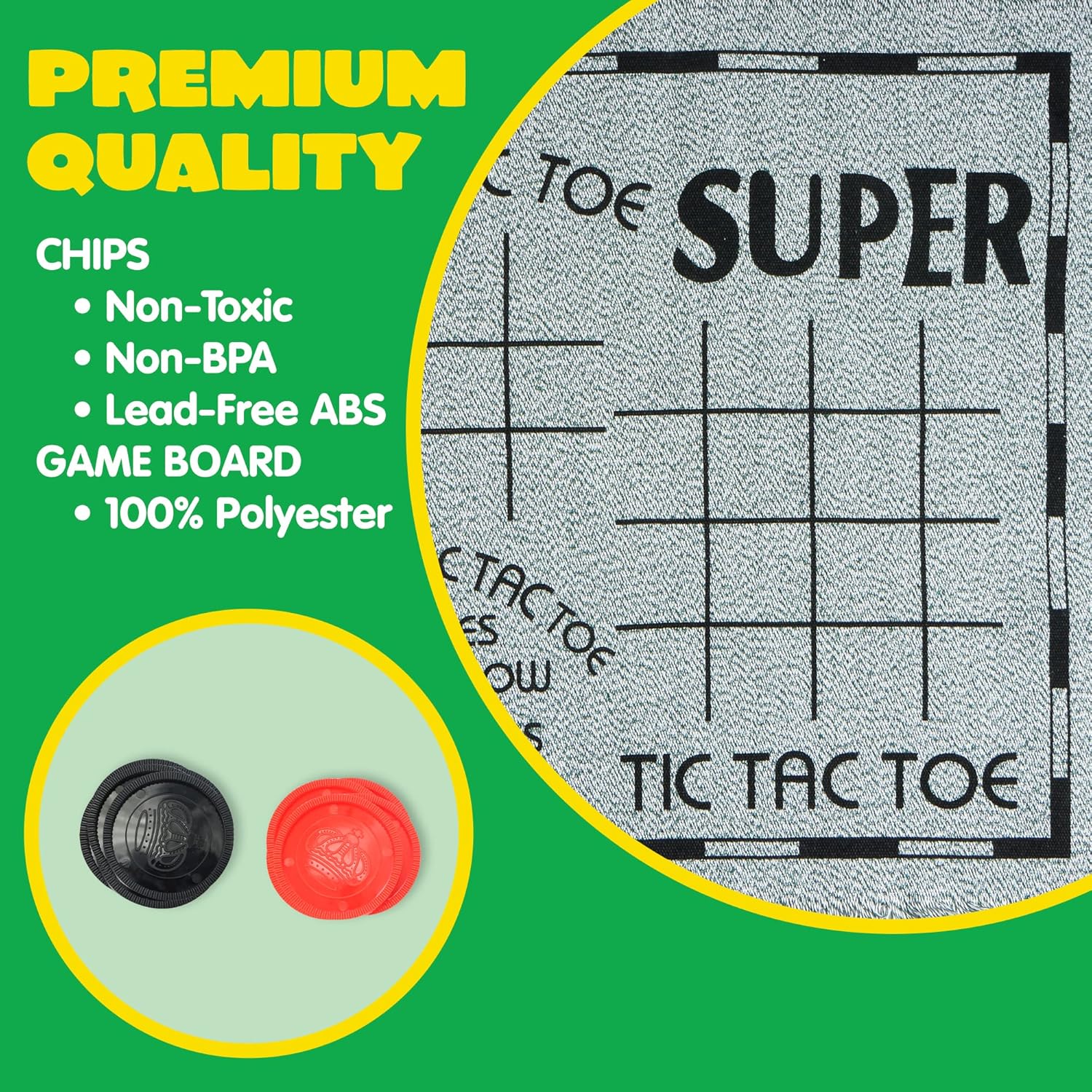 24 chips included in vintage board game set for checkers and tic tac toe