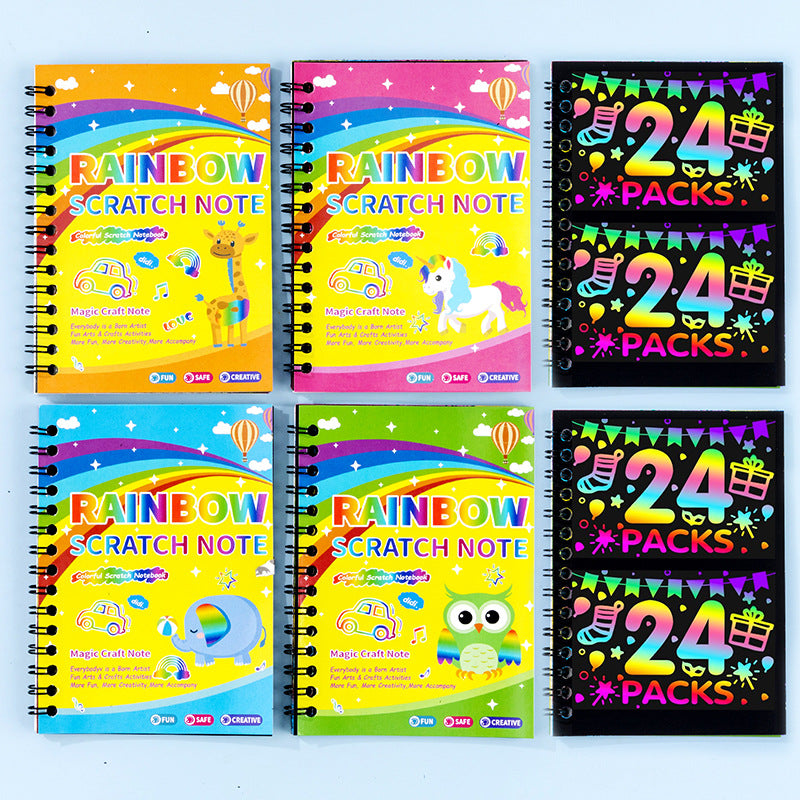 24-pack DIY scratch art books for kids aged 4-8, creative graffiti art