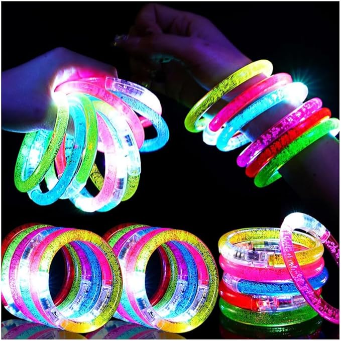 24Pcs glow in the dark party supplies, LED bracelets, glow sticks for kids and adults
