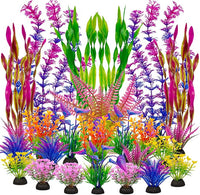 25 Pack Colorful Artificial Aquarium Plants for Fish Tank Decoration