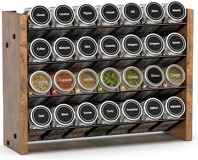 28-jar spice rack organizer for kitchen storage