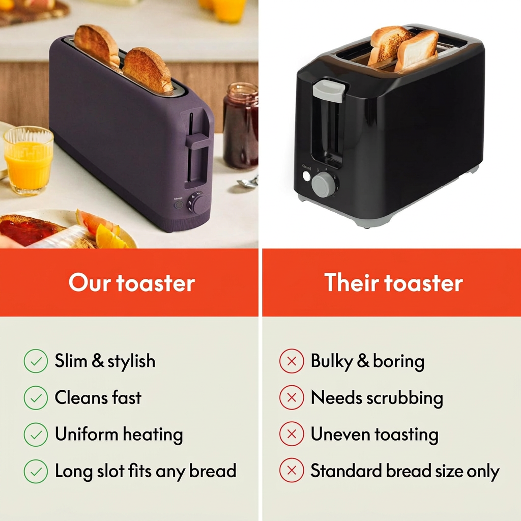 Stylish Toaster for Bagels, Waffles & Bread