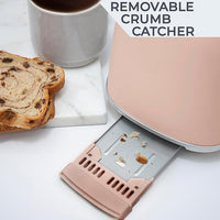 2 slice toaster with 6 browning levels for light to dark toast