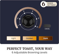 2 slice toaster with cancel function and easy browning control
