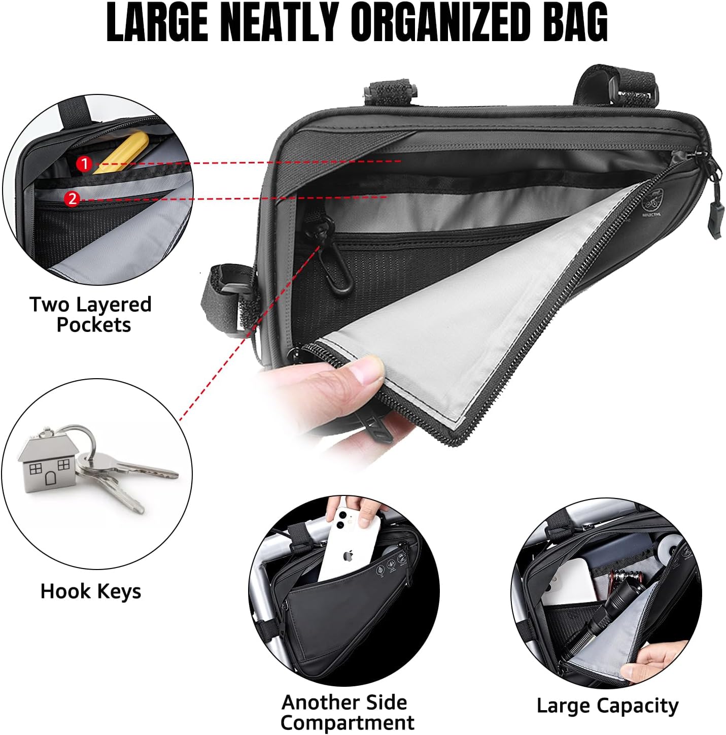 2L cycling storage bag for bike tools and accessories