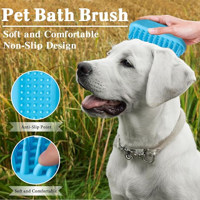 2PCS Dog Bath Brush Set with Adjustable Handles for Easy Grooming and Bathing