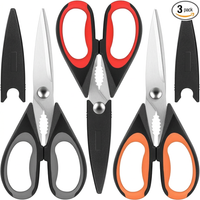 Kitchen Scissors Set of 3 with Safety Cover for Meat, Poultry and Food Cutting