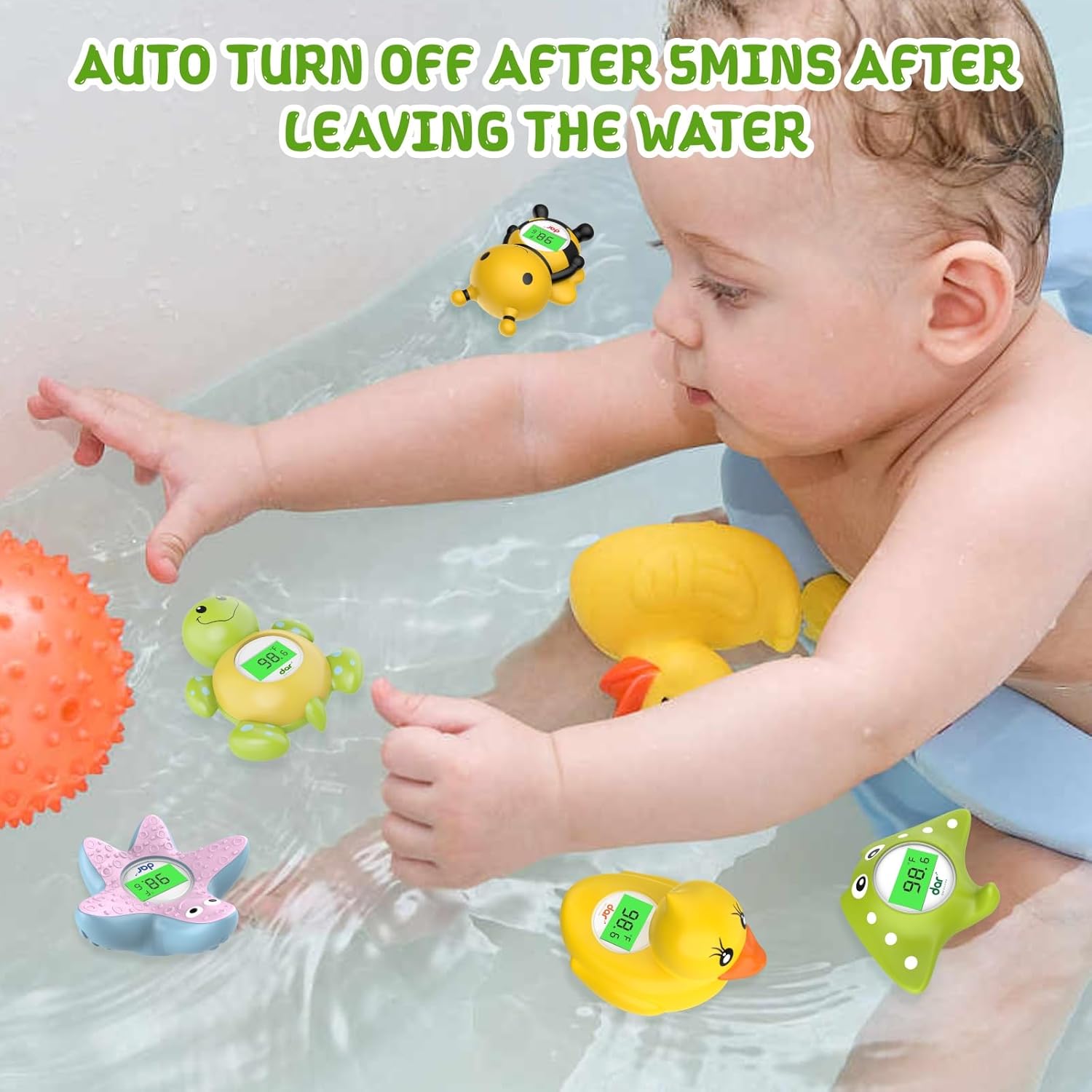Baby thermometer with green, yellow, and red backlit indicators