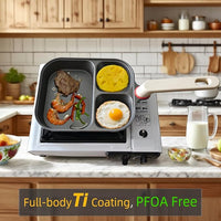 Three compartment egg pan with two round and one square section