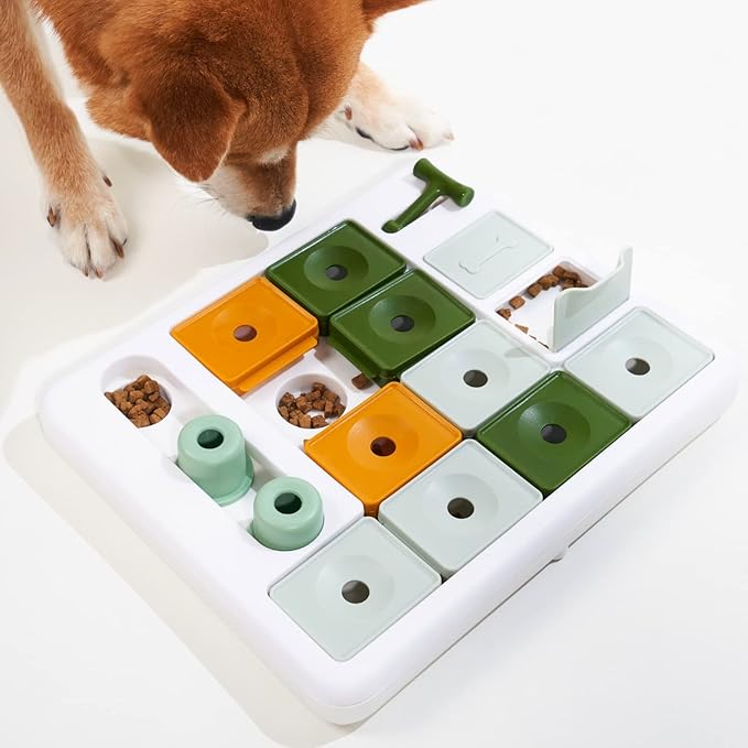 3-level dog puzzle toy with treat dispensing design