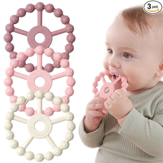 3 pack baby ring teether set for infant teething relief