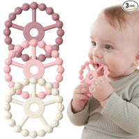3 pack baby ring teether set for infant teething relief