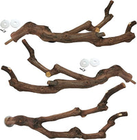3 piece natural wood bird cage perch set for small birds