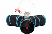 Peek hole and toy ball on indoor cat tunnel toy