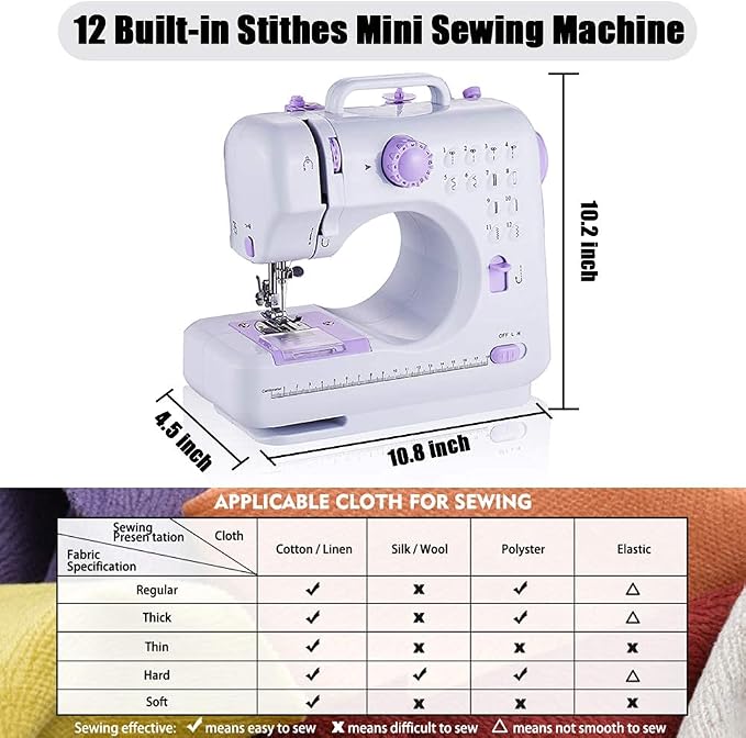 Compact portable sewing machine for beginner sewing projects