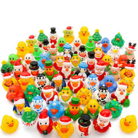 Colourful collection of 30 duck-themed bath toy figures with assorted character designs and bright colours.