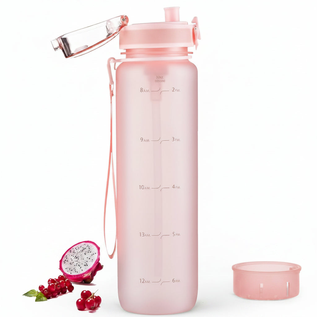 32 oz water bottle with time marker design for gym and daily use