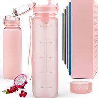 32 oz water bottle with time marker design for gym and daily use
