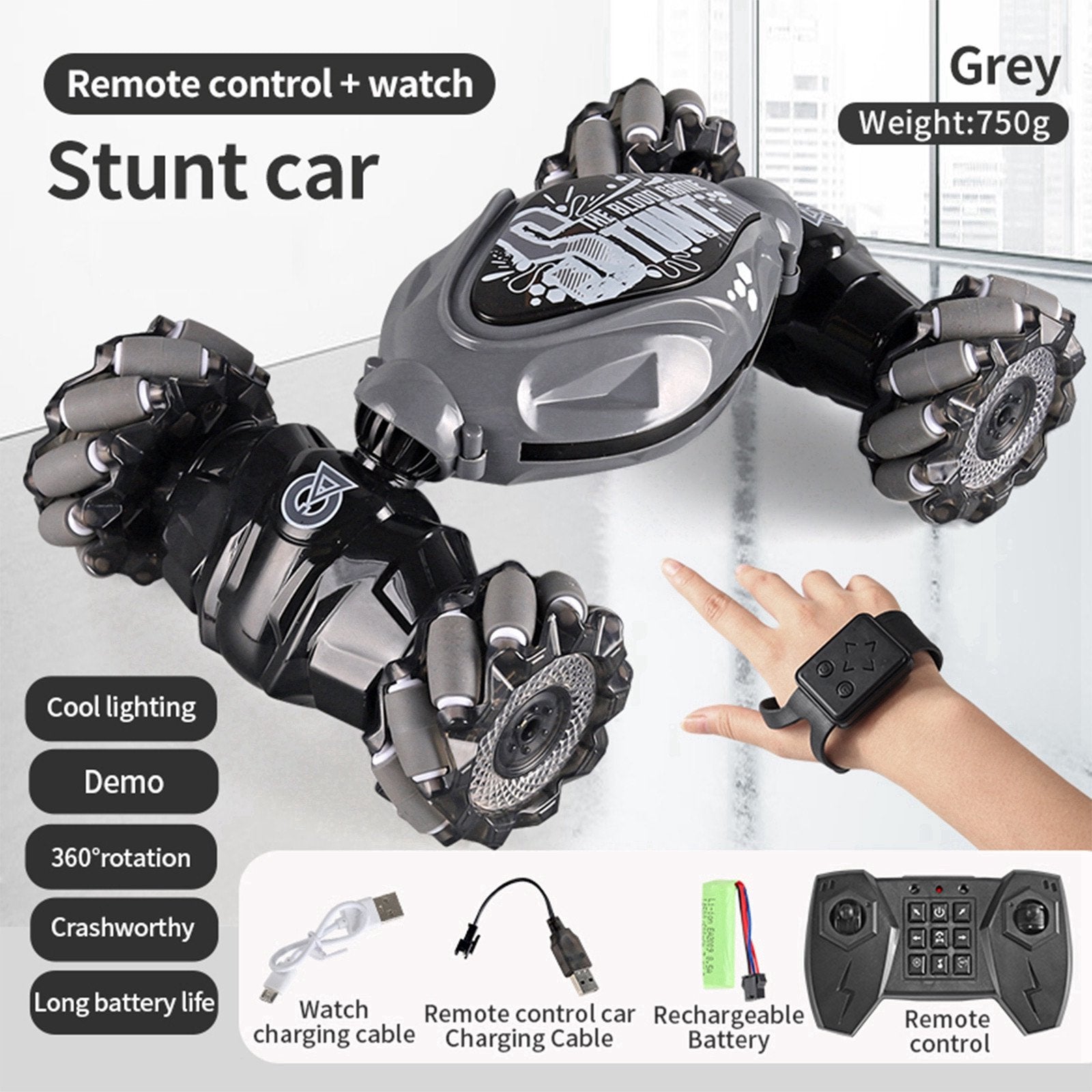 360 RC stunt car with spinning drifting and twisting actions
