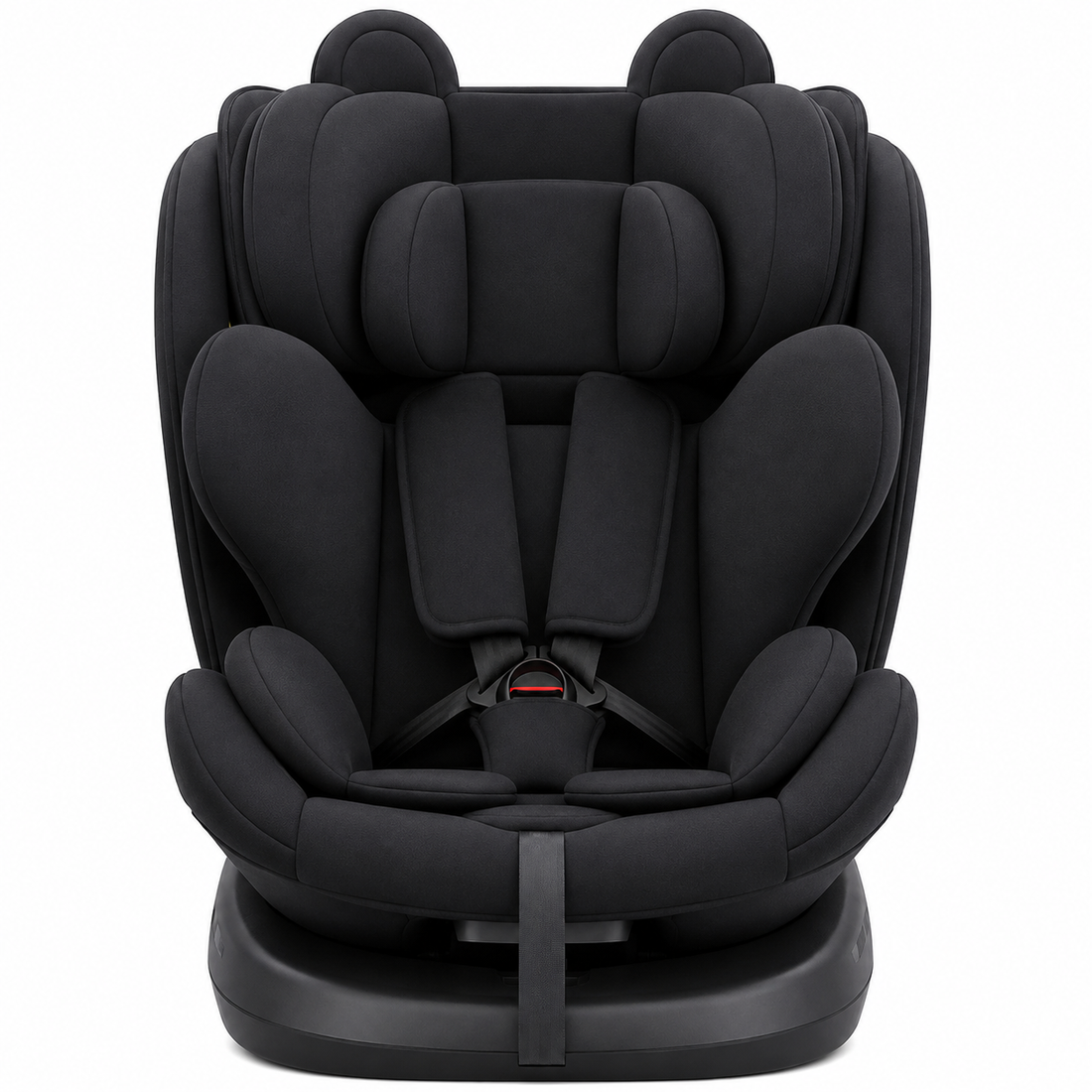 360 rotating baby car seat front view in black
