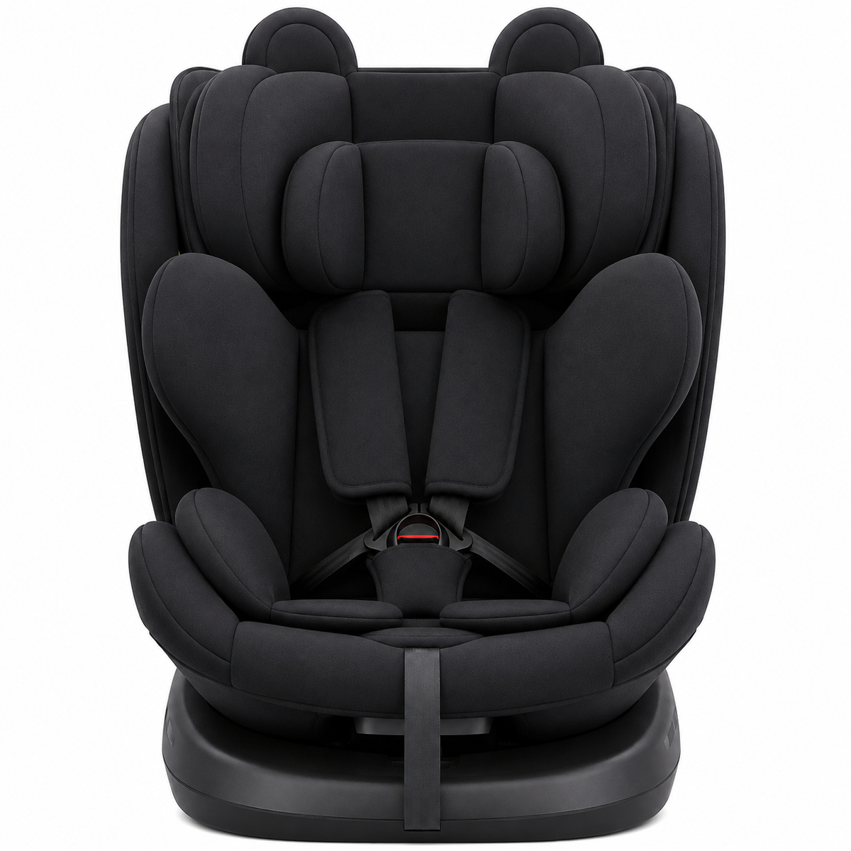 360 rotating baby car seat front view in black