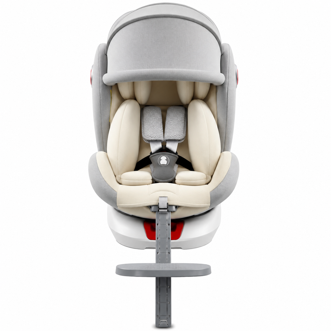 Front view of 360 rotating baby car seat with canopy