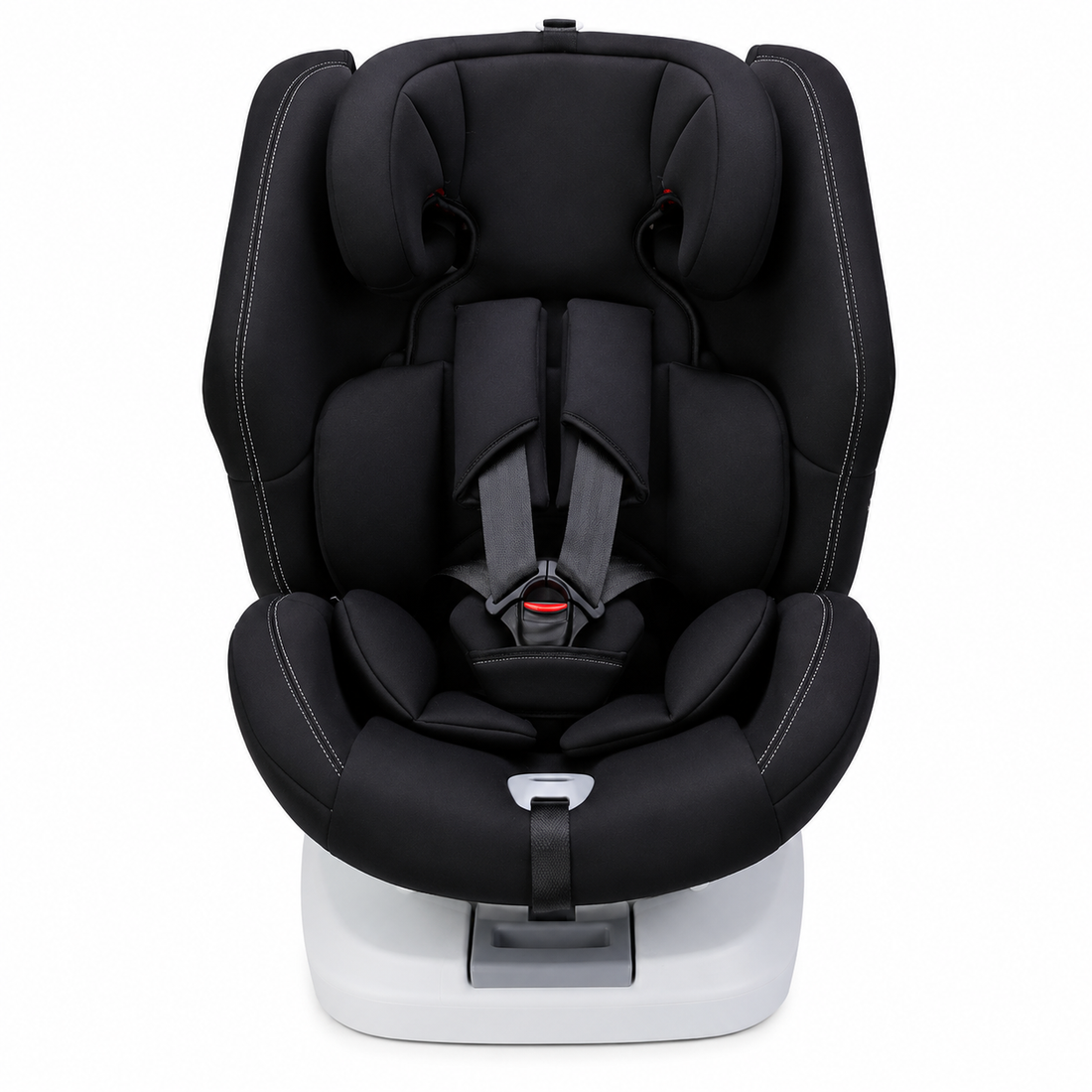 360 rotating baby car seat front view with padded harness