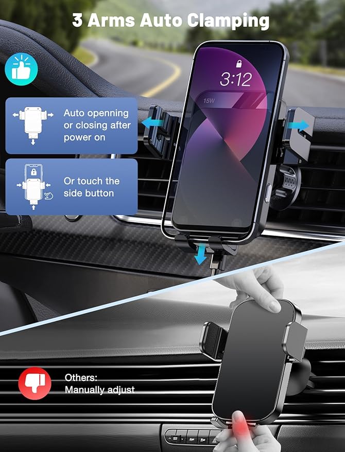 360-degree rotation car phone holder for adjustable viewing
