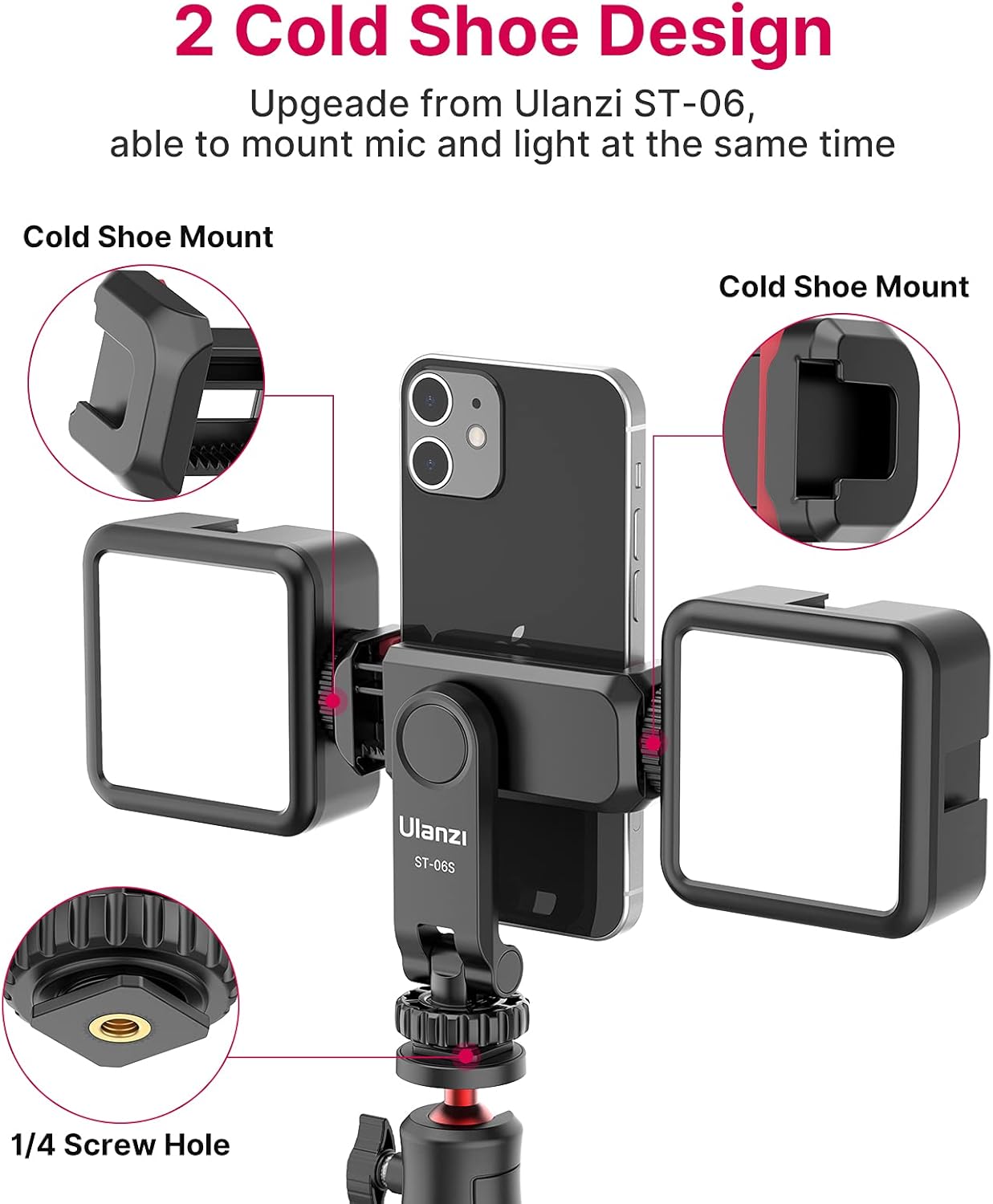 Adjustable 360 degree rotating phone tripod mount holder