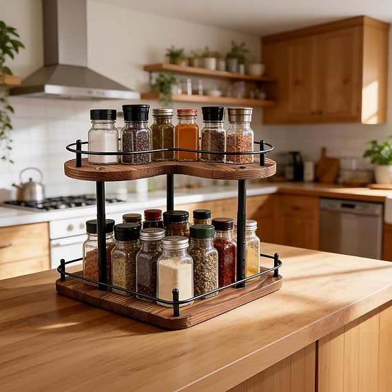 Large Capacity Countertop Lazy Susan for Spices and Condiments