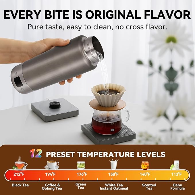 Compact 380ML electric kettle for tea and coffee preparation