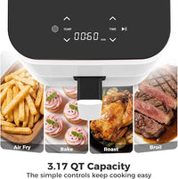 White Digital Air Fryer with Dishwasher-Safe Cooking Basket