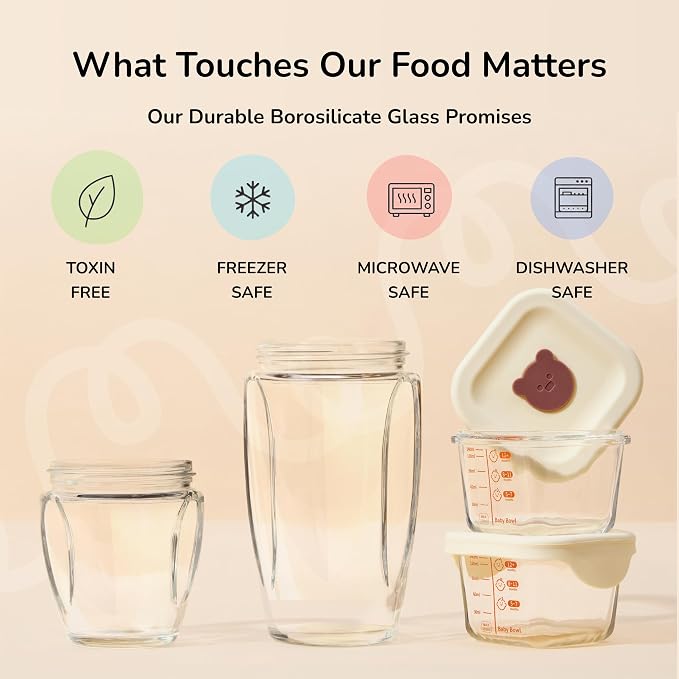 250W Electric Food Maker Machine with 2 Glass Cups, Baby Food Blender, Food Processor Machine and Puree Maker for Smoothies
