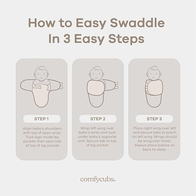 3 Pack Easy Swaddle Blankets for Newborns in Soft Cotton Fabric