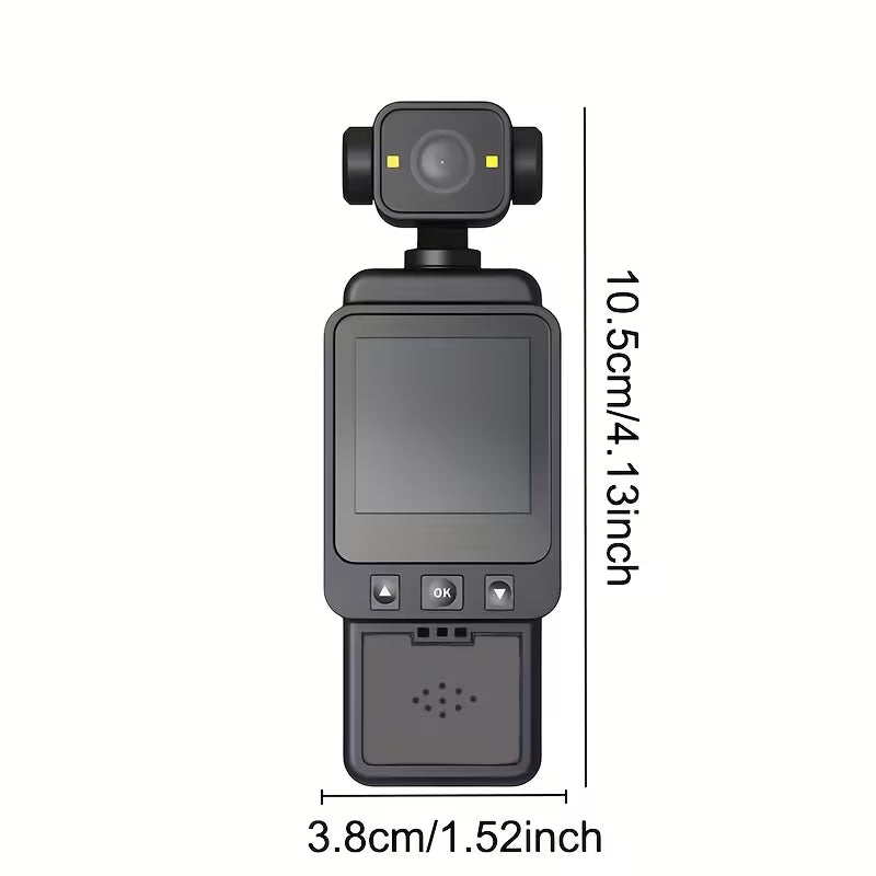 1080P Action Camera with 1.54 Inch LCD Display, Anti Shake Stabilization, Night Vision, 360° Rotation & Fill Light Portable Vlogging Camera for Travel & Sports