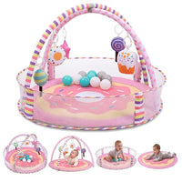 4-in-1 baby play mat and activity gym with hanging toys