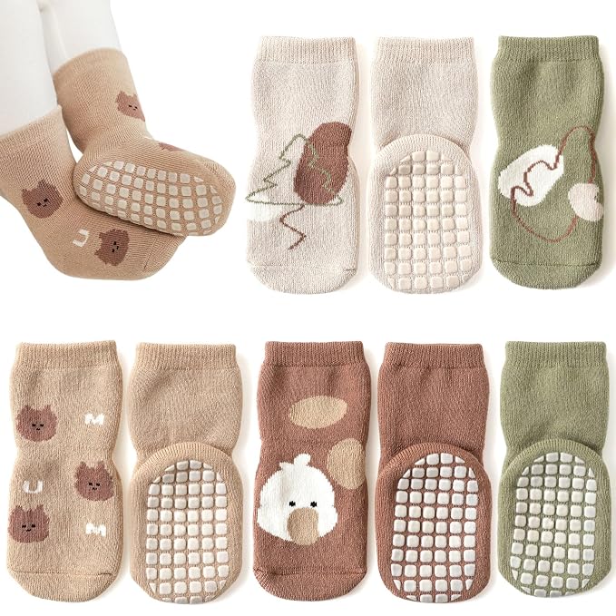 Four pairs of baby socks with textured grip soles