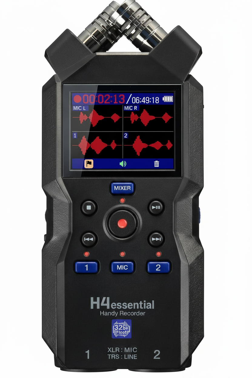 4-track handheld audio player with XLR inputs front view