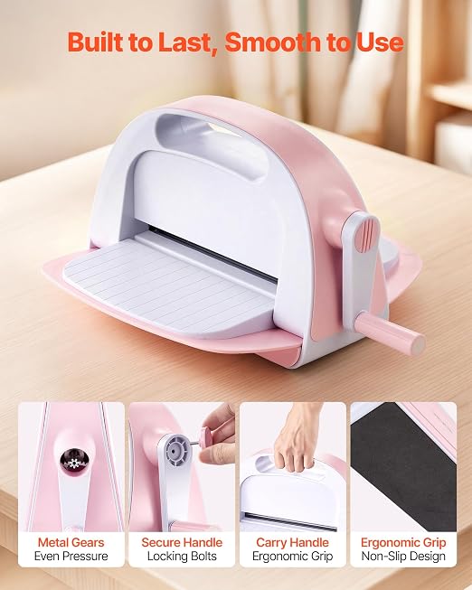 Manual embossing machine for scrapbooking and creative paper projects