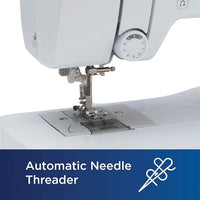 LCD display and digital controls on computerized sewing machine