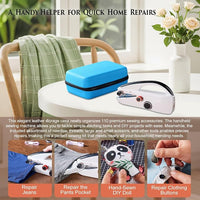 Portable sewing machine set with assorted sewing accessories
