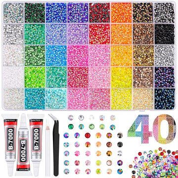 40000 Pcs jelly rhinestones for bedazzling in 40 vibrant colors