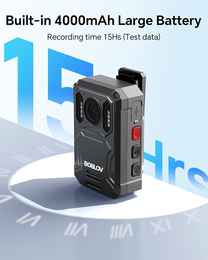 4000mAh battery body camera with 15 hours continuous recording