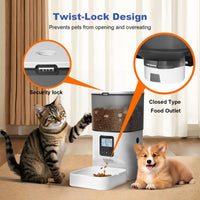 4L Automatic Pet Feeder With Covered Food Storage And Feeding Tray