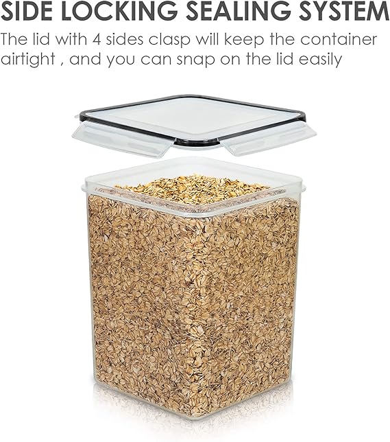 Stackable food storage containers with measuring cups