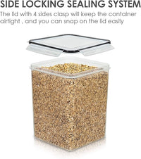 Stackable food storage containers with measuring cups