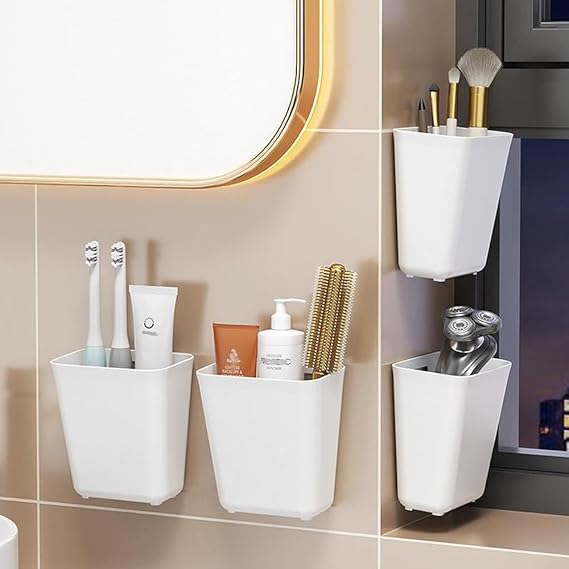 Compact adhesive storage containers for home organization