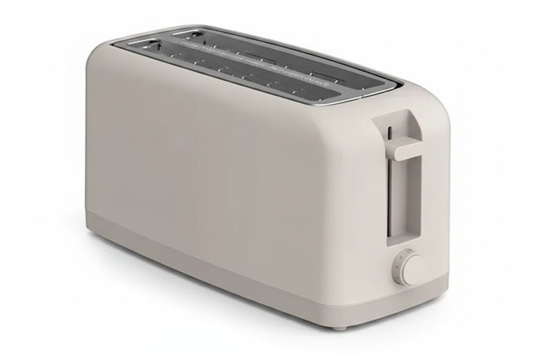 4 slice slim long slot toaster in oatmilk colour for daily kitchen use